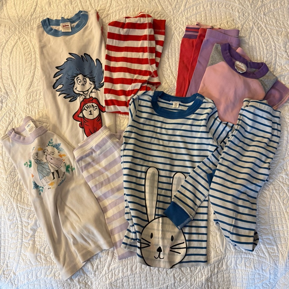 Hanna Andersson Size 120 Easter Bunny Frozen Dr Seuss Pajama Sets LongJohns